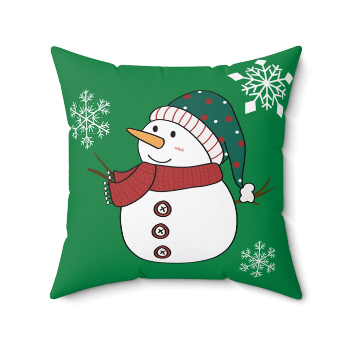 Double-Sided Faux Suede Christmas Snowman Pillow: red, white snowman winter/Christmas theme, cartoon festive winter style