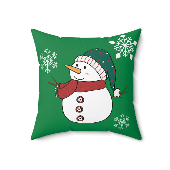 Double-Sided Faux Suede Christmas Snowman Pillow: red, white snowman winter/Christmas theme, cartoon festive winter style
