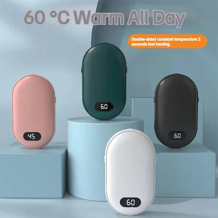 Double Sided Hand Warmer with Rechargeable Battery and Two Speeds: pink, dark green electric hand warmers, minimal modern sty
