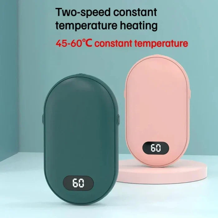 Double Sided Hand Warmer with Rechargeable Battery and Two Speeds: pink, dark green electric hand warmers, minimal modern sty