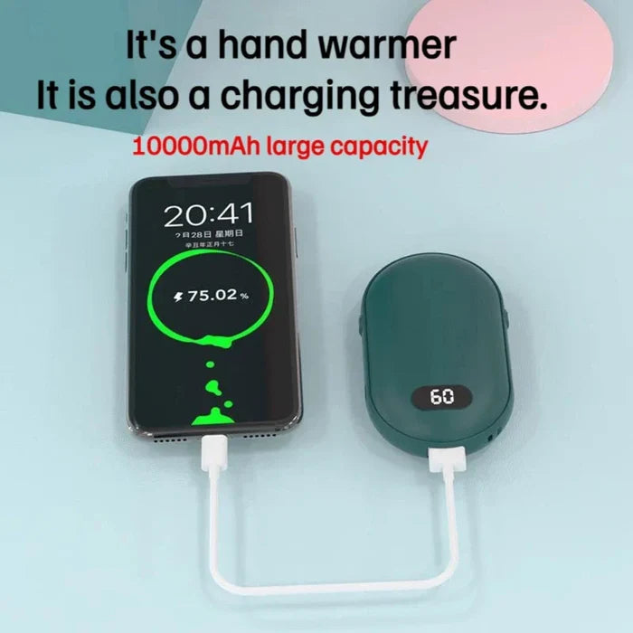 Double Sided Hand Warmer with Rechargeable Battery and Two Speeds: pink, dark green electric hand warmers, minimal modern sty