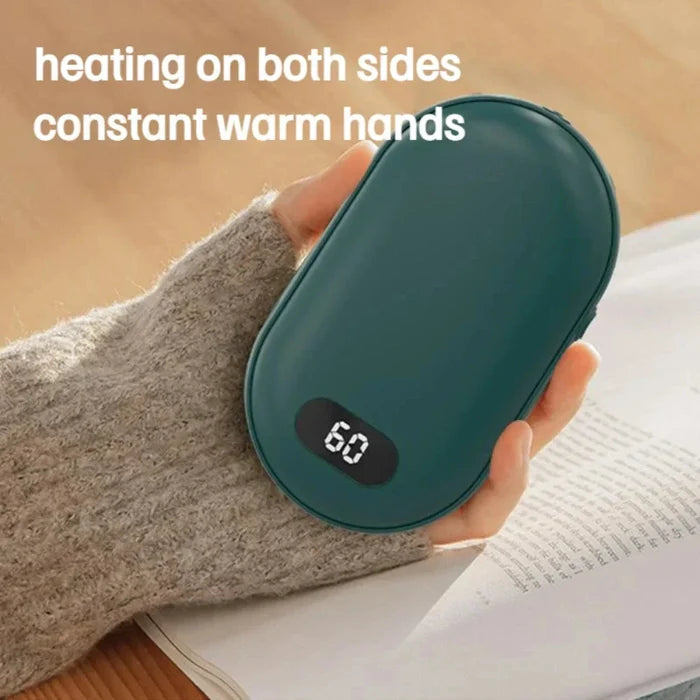 Double Sided Hand Warmer with Rechargeable Battery and Two Speeds: pink, dark green electric hand warmers, minimal modern sty