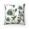 Double Sided Print Faux Suede Bluebell Flower Home Decor Cushion: white, dark green botanical floral pattern