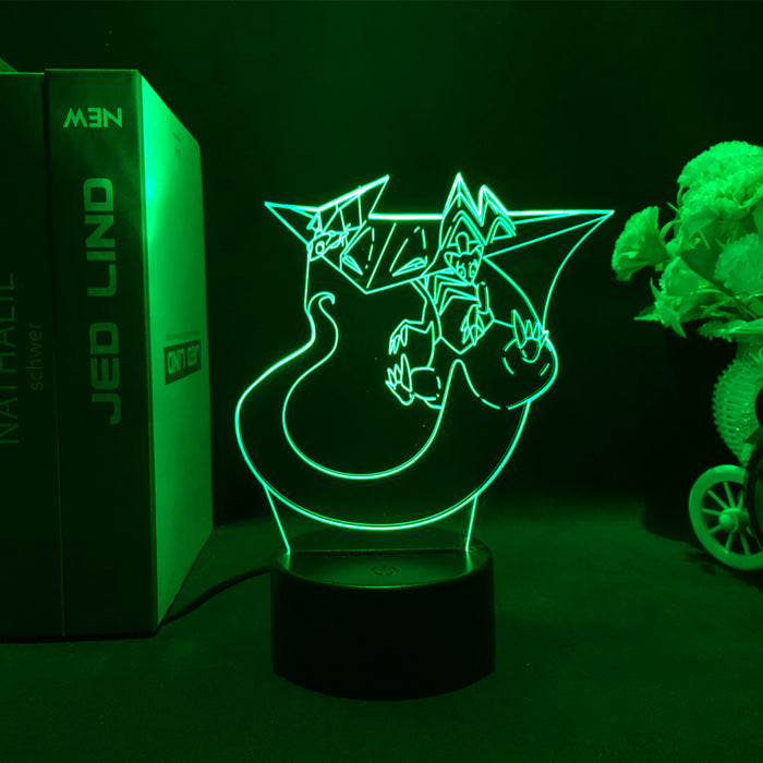 Dragapult Night Lights with Remote Control: green, black cartoon dragon character