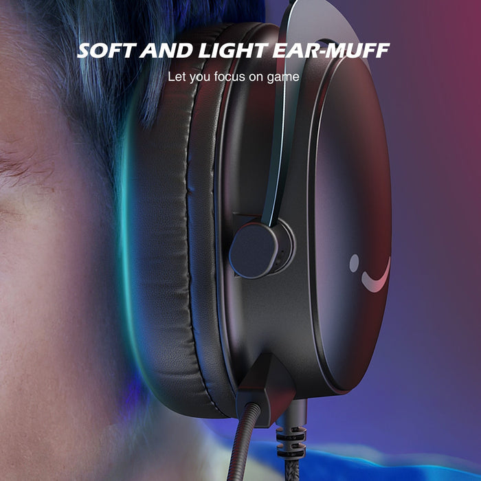 Dragon 9 Enhanced Gaming Headphones with Immersive 7.1 Surround Sound: black, dark gray person wearing over-ear gaming headph