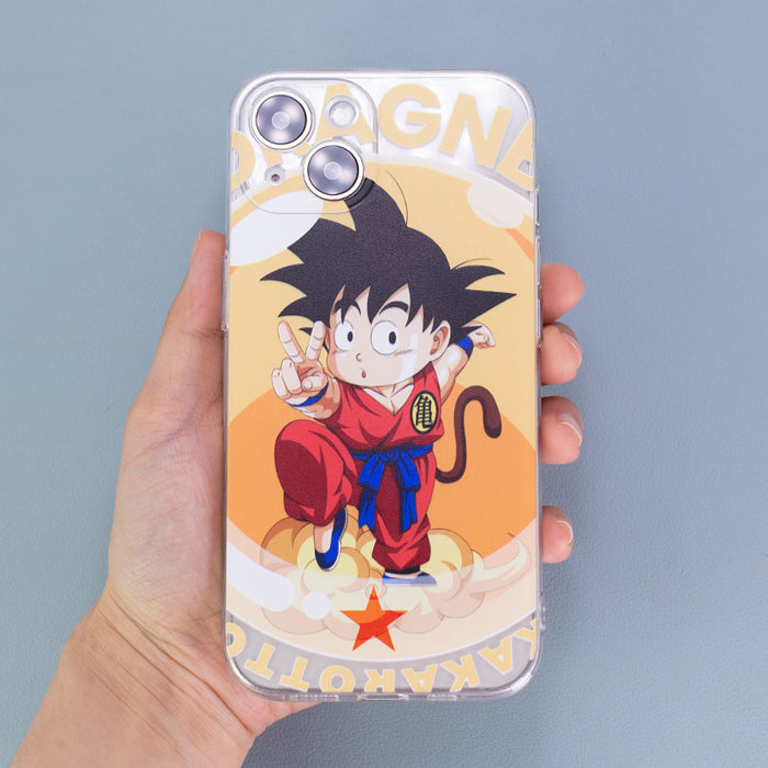 Dragon Ball iPhone Cases with Goku: clear, orange Goku character, cartoon anime style
