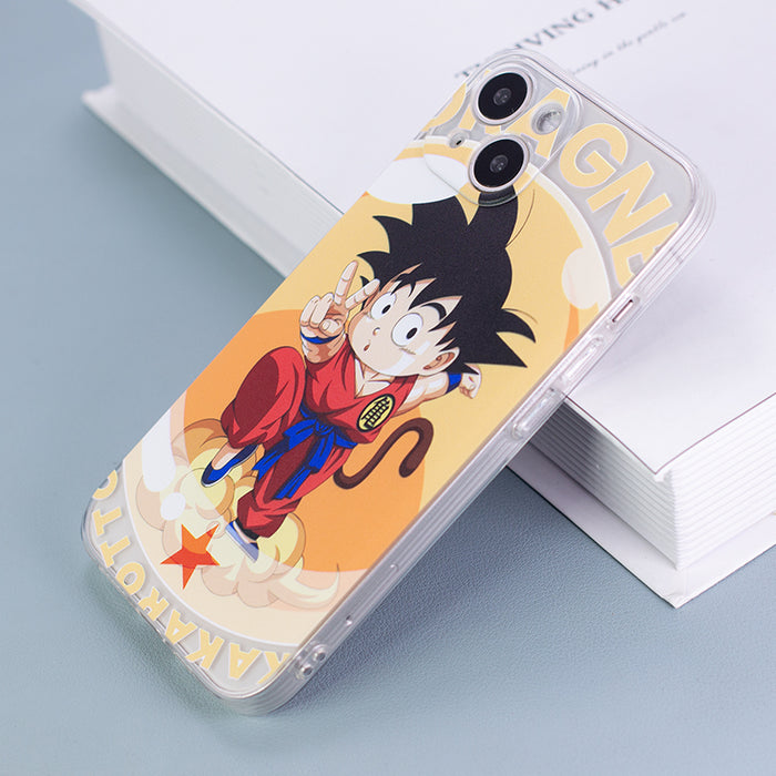 Dragon Ball iPhone Cases with Goku: clear, orange Goku character, cartoon anime style