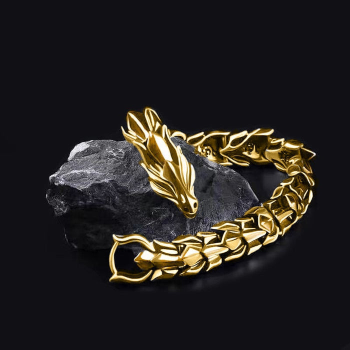 Dragon Keel Bracelet with Silver Plating: silver, black bracelet, edgy style