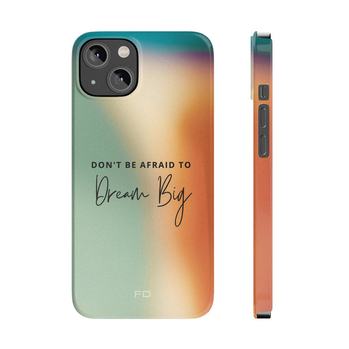 Dream Big Quotation Sleek Cover for iPhone: teal, mint green phone case, minimal inspirational style