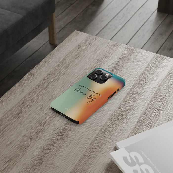 Dream Big Quotation Sleek Cover for iPhone: teal, mint green phone case, minimal inspirational style