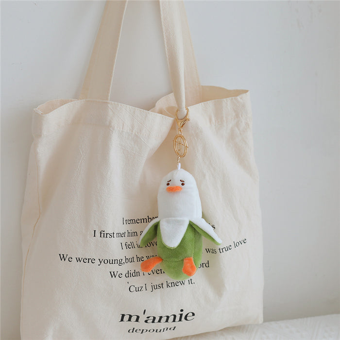 Duckana Plush Keychains: Cute and Comfy!: white, light green duck character, cute cartoon style