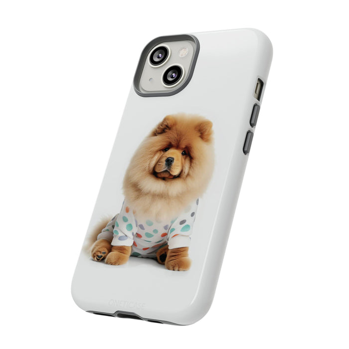 Durable Cases for Fluffy Chow Chow Dogs: white, black dog, cute cartoon-like pet graphic style