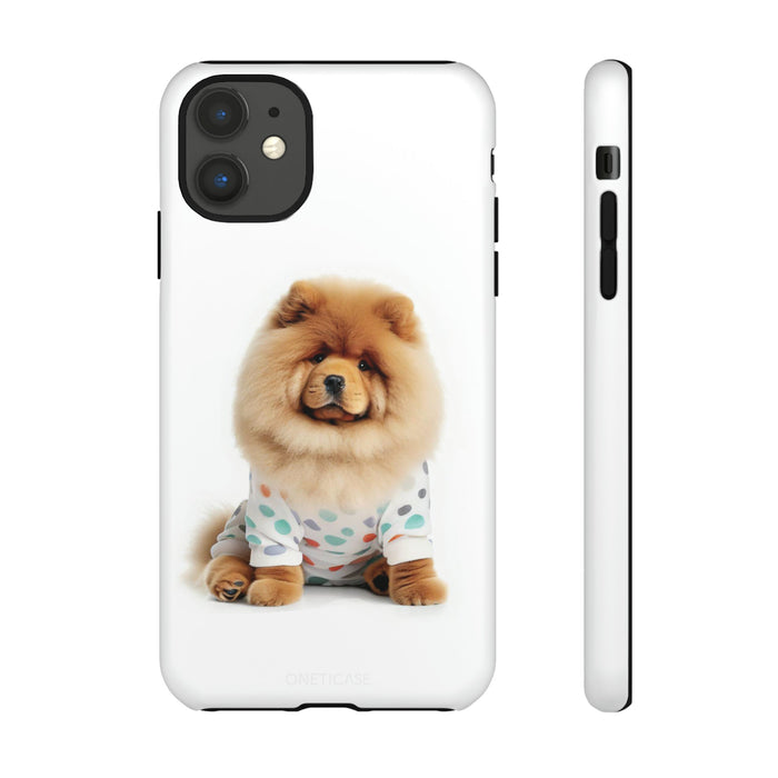 Durable Cases for Fluffy Chow Chow Dogs: white, black dog, cute cartoon-like pet graphic style