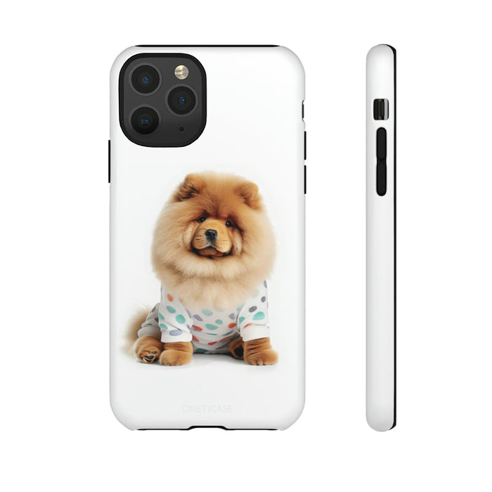 Durable Cases for Fluffy Chow Chow Dogs: white, black dog, cute cartoon-like pet graphic style
