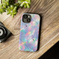 Durable iPhone Case with Stars in Gradient Pattern: pastel pink, purple phone case, abstract pastel graphic style