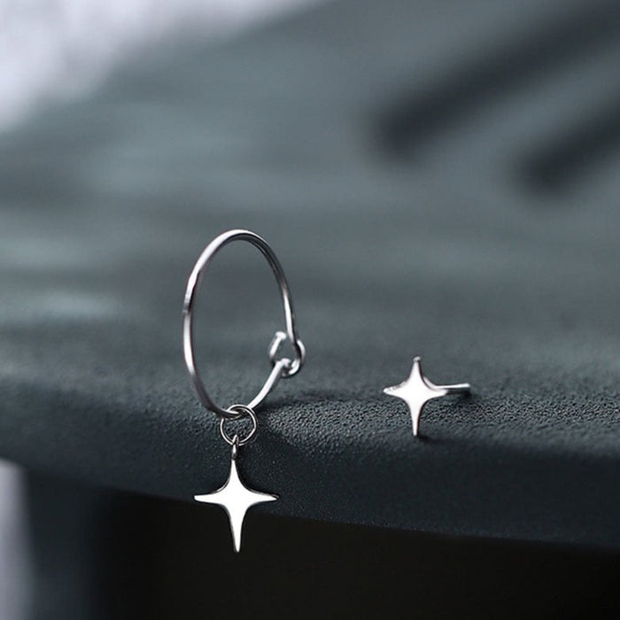 Earrings with Starry Hope Motif: silver star, minimal style