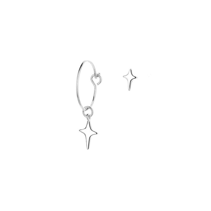 Earrings with Starry Hope Motif: silver star, minimal style