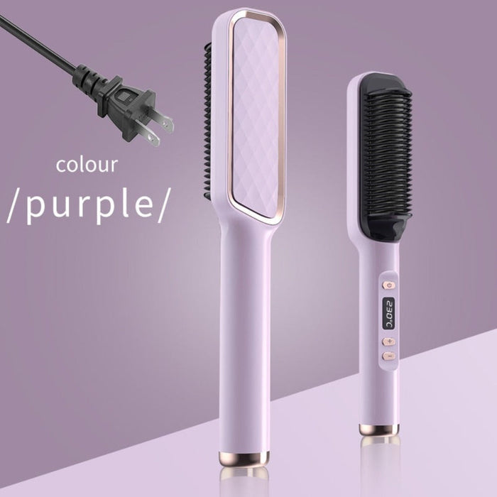 Electric Hair Brush Straightener by Coseey: dark gray, black electric hair straightening brush, modern style