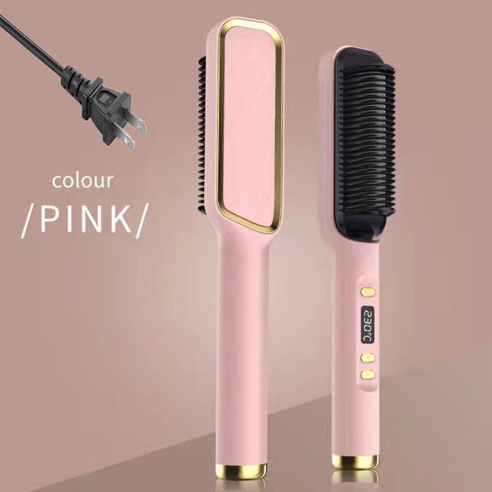 Electric Hair Brush Straightener by Coseey: dark gray, black electric hair straightening brush, modern style
