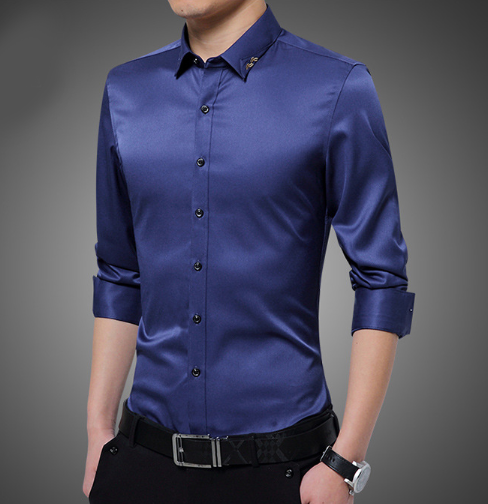 Embroidered Collar Men's Shirt: pink, black button-up shirt, minimal style