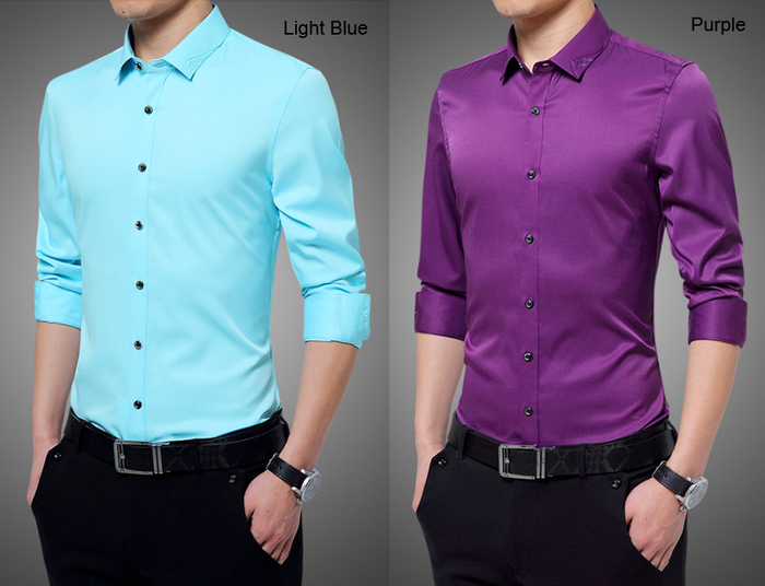 Embroidered Collar Men's Shirt: pink, black button-up shirt, minimal style