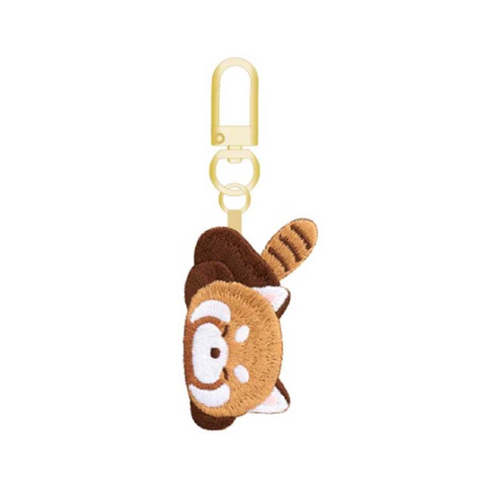 Embroidered Red Panda Keychain: Whimsical Charm: brown, tan red panda character, kawaii cartoon style
