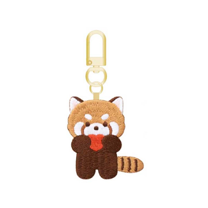 Embroidered Red Panda Keychain: Whimsical Charm: brown, tan red panda character, kawaii cartoon style