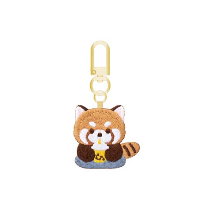Embroidered Red Panda Keychain: Whimsical Charm: brown, tan red panda character, kawaii cartoon style
