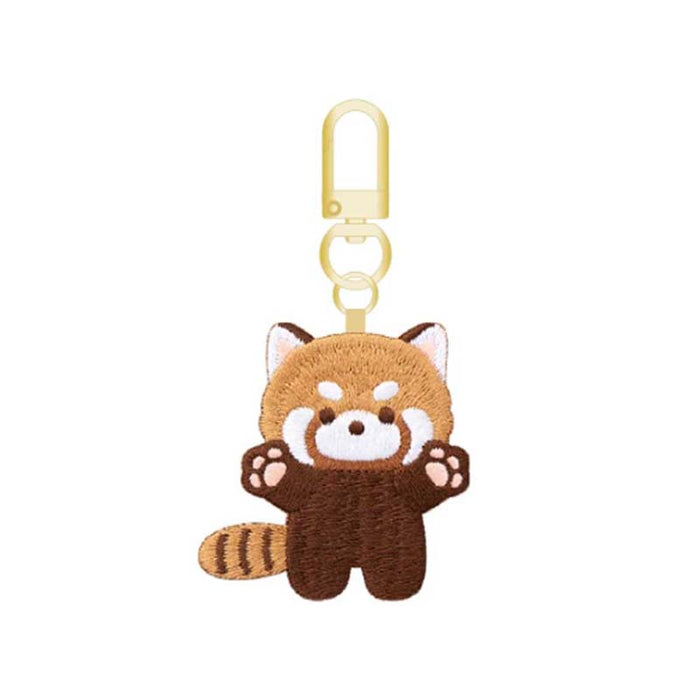 Embroidered Red Panda Keychain: Whimsical Charm: brown, tan red panda character, kawaii cartoon style