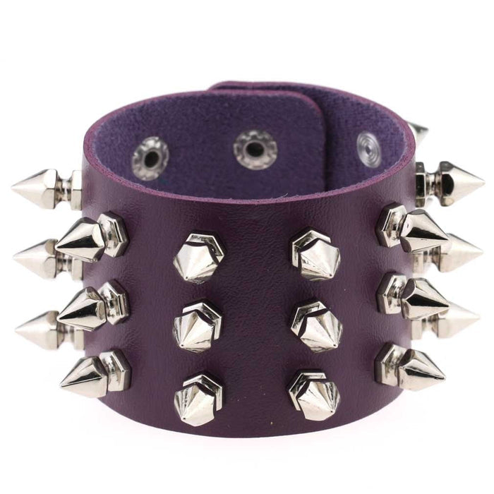 3 Row Silver Studs / Purple