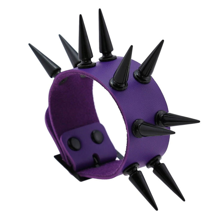 Emo Spike Wristlet in PU Leather: purple, black assorted bracelets, punk/goth style