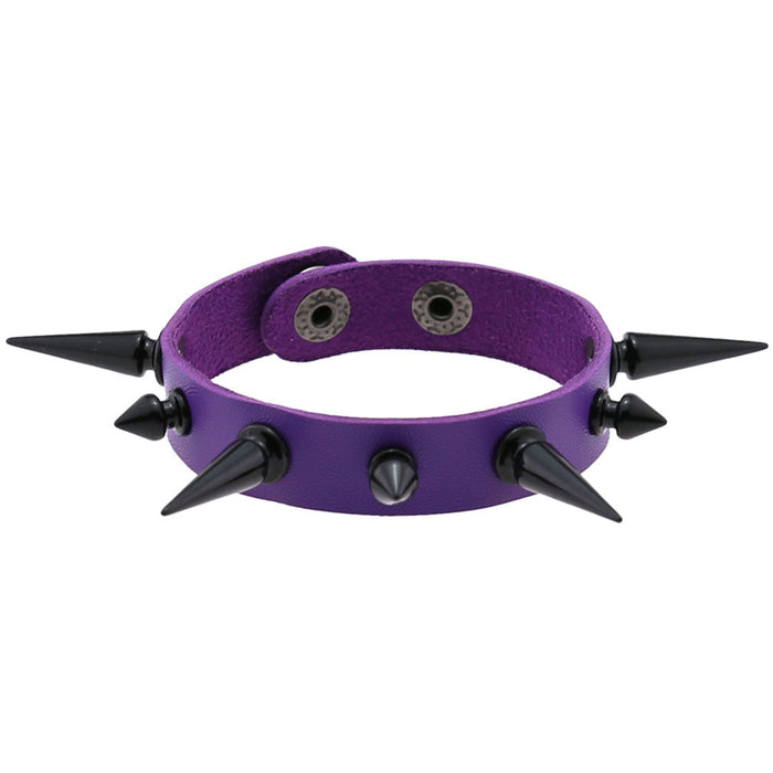 Emo Spike Wristlet in PU Leather: purple, black assorted bracelets, punk/goth style