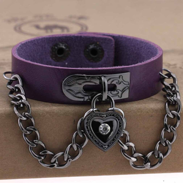 Emo Spike Wristlet in PU Leather: purple, black assorted bracelets, punk/goth style