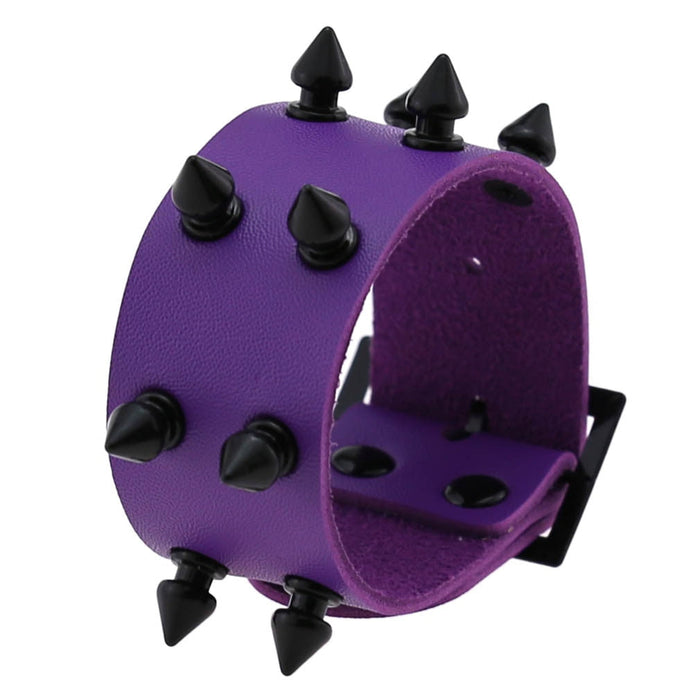 Emo Spike Wristlet in PU Leather: purple, black assorted bracelets, punk/goth style