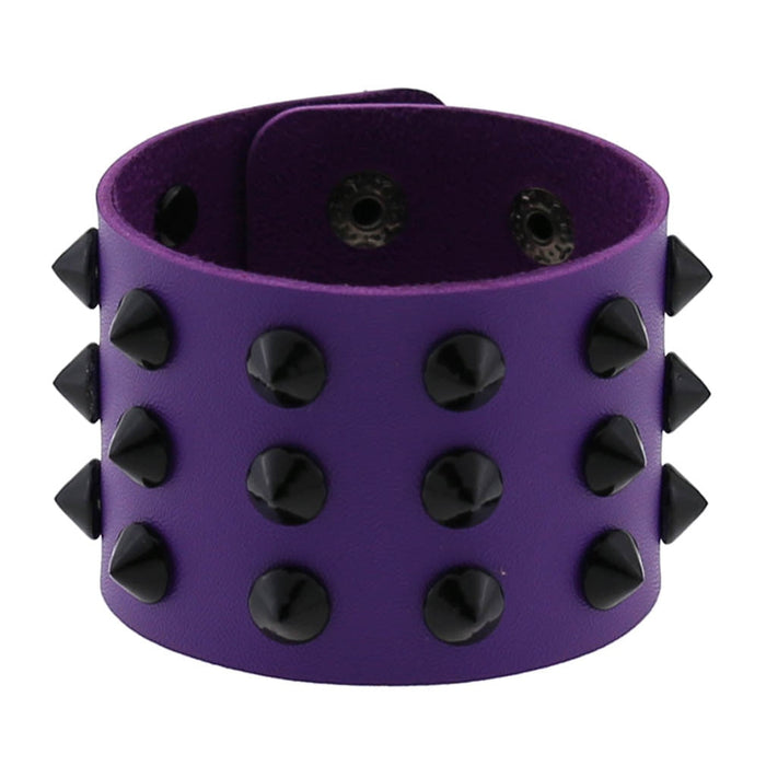 Emo Spike Wristlet in PU Leather: purple, black assorted bracelets, punk/goth style