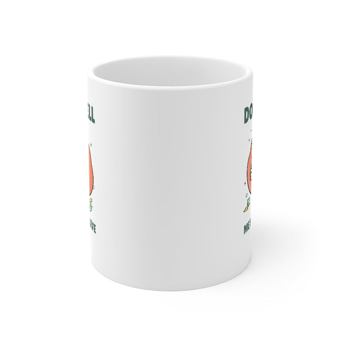 Empower Me to Live the Life I Choose Cat Coffee Tea Mug: white, dark green cartoon cat, cartoon, humorous style