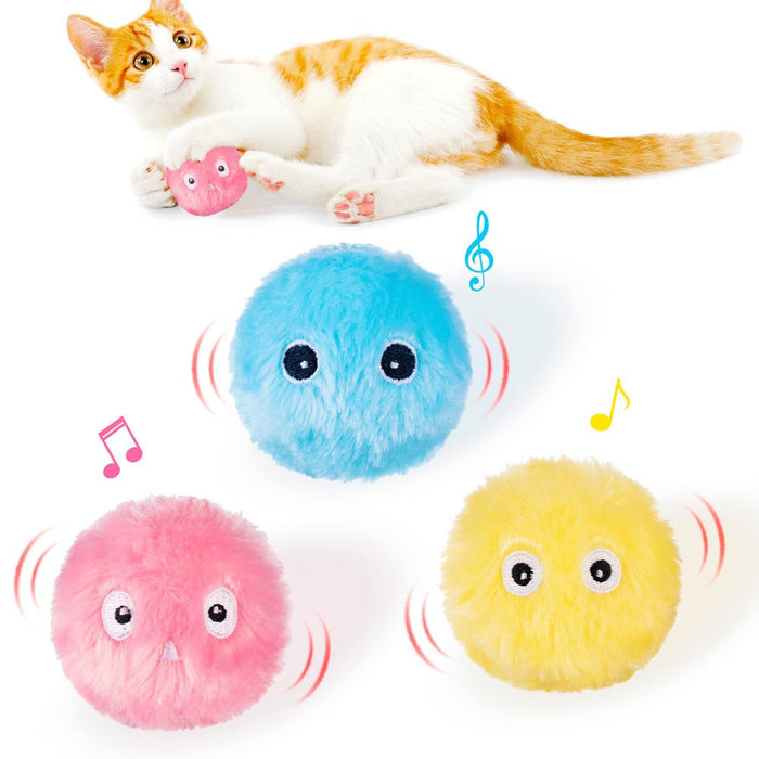 Engaging Soft Ball Toy for Furry Companions: blue, pink cartoon-faced characters, kawaii cartoon style