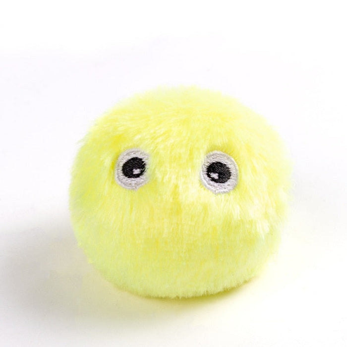 Engaging Soft Ball Toy for Furry Companions: blue, pink cartoon-faced characters, kawaii cartoon style