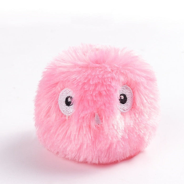 Engaging Soft Ball Toy for Furry Companions: blue, pink cartoon-faced characters, kawaii cartoon style