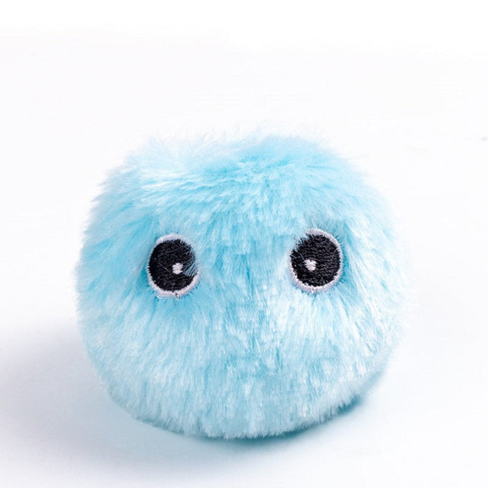Engaging Soft Ball Toy for Furry Companions: blue, pink cartoon-faced characters, kawaii cartoon style