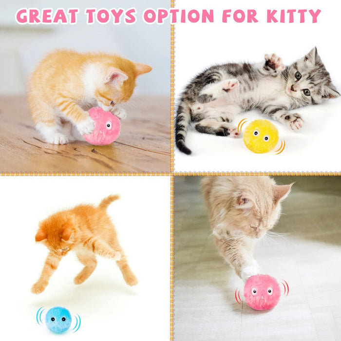 Engaging Soft Ball Toy for Furry Companions: blue, pink cartoon-faced characters, kawaii cartoon style