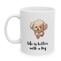 Enhance Your Life with a Canine-Themed Mug: white, beige cartoon dog, kawaii cartoon style