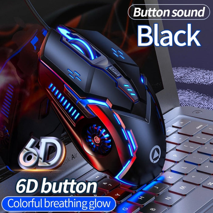 Enhanced Gaming Experience with 6 Button Dragon Mouse at 3200 DPI: black, blue computer mouse, gaming, futuristic style