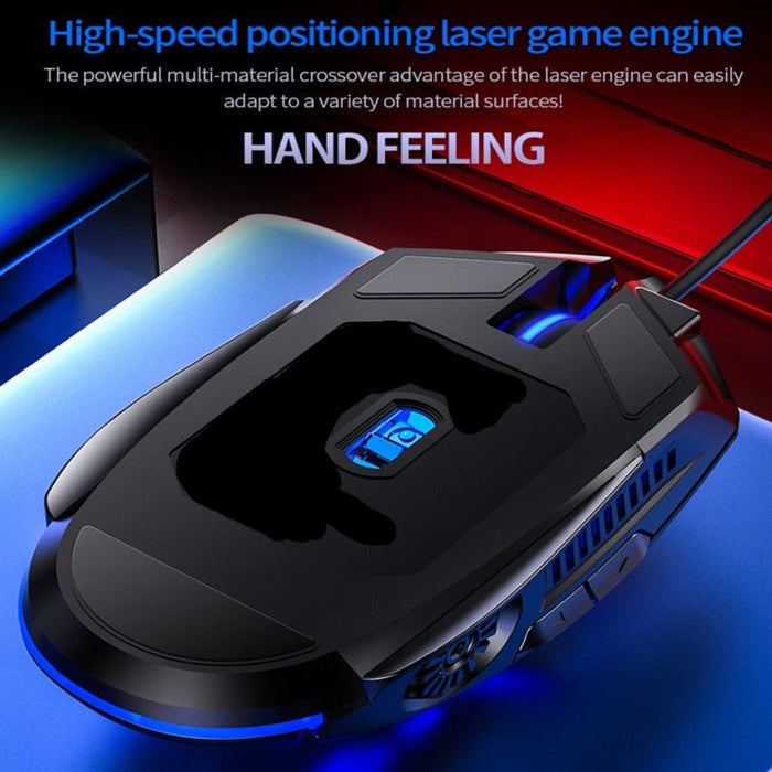 Enhanced Gaming Experience with 6 Button Dragon Mouse at 3200 DPI: black, blue computer mouse, gaming, futuristic style