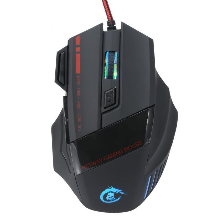 Enhanced LED Optical Gaming Mouse with 5500 DPI and Wired Connection: black, dark gray wired gaming computer mouse, gaming, f
