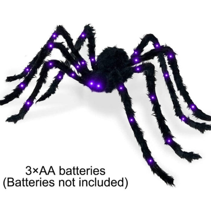 Enormous Glowing LED Arachnid Halloween Decoration: black, purple spider, Halloween decoration style