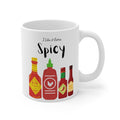 Extra Fiery Mug and Hot Sauce Combo: white, black spicy sauce bottles theme, cartoon style