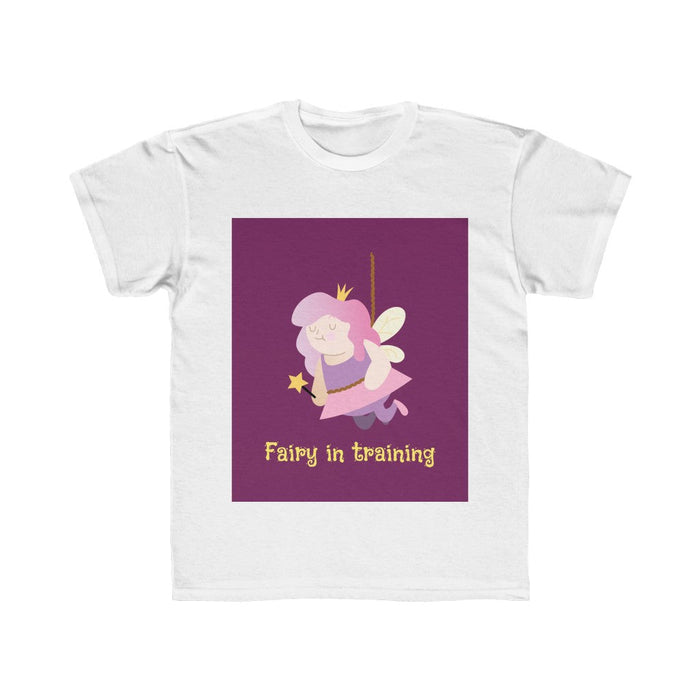 Fairy Training T-Shirt for Young Girls: white, purple fairy, cartoon, cute style