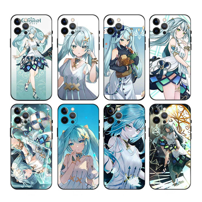 Faruzan Genshin Impact Phone Case: teal, aqua anime-style female character, anime, cartoon, fantasy style