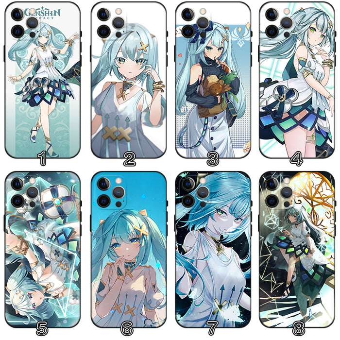 Faruzan Genshin Impact Phone Case: teal, aqua anime-style female character, anime, cartoon, fantasy style
